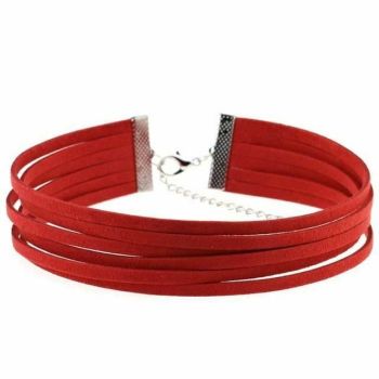 House Of Dasein Bdsm Day Collar Colourful Velvet Choker Kink Fetish Dominant Submissive - Red