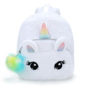 House Of Dasein Fluffy Plush Backpack Ddlg Littles Stuffies Bag - White