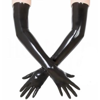 House Of Dasein Black Red Pink Latex Long Gloves Fetish Clothing Bdsm Kink Dominatrix Mistress - Black - S