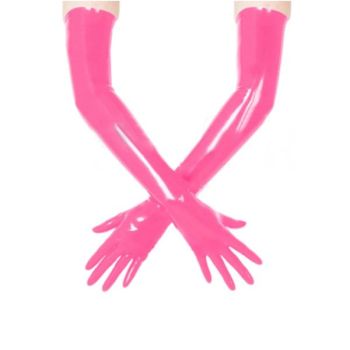 House Of Dasein Black Red Pink Latex Long Gloves Fetish Clothing Bdsm Kink Dominatrix Mistress - Pink - S