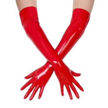 House Of Dasein Black Red Pink Latex Long Gloves Fetish Clothing Bdsm Kink Dominatrix Mistress - Red - S