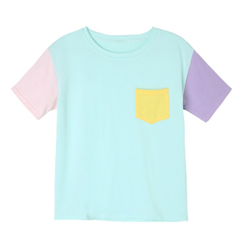 House Of Dasein Pastel Patchwork Tee Shirt Ddlg Clothing - Green - Xxl