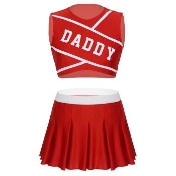 House Of Dasein Daddy Cheerleader Crop Top Outfit Ddlg Littles Costume - Red - Xxl