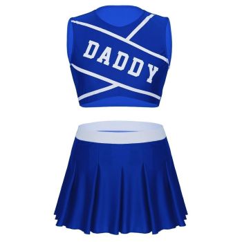 House Of Dasein Daddy Cheerleader Crop Top Outfit Ddlg Littles Costume - Royal Blue - S