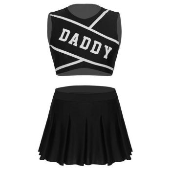 House Of Dasein Daddy Cheerleader Crop Top Outfit Ddlg Littles Costume - Black - L