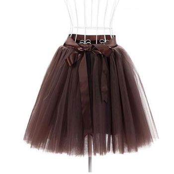 House Of Dasein Tulle Princess Tutu Skirt Women - Coffee