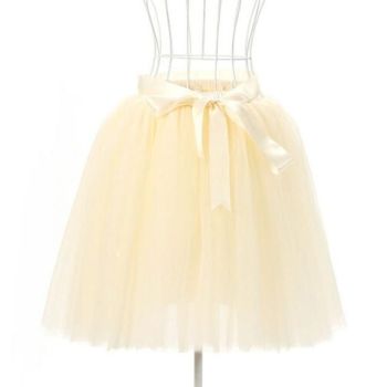 House Of Dasein Tulle Princess Tutu Skirt Women - Beige
