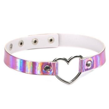 Veile Studios Holographic Heart Choker - Silver