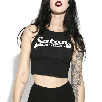 House Of Dasein Satan Daddy Crop Top Shirt Ddlg - Tan - L