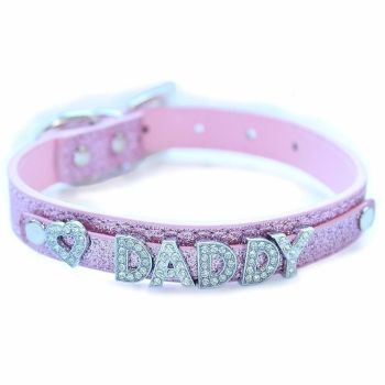 House Of Dasein Rhinestone Daddy Collar Ddlg Littles Accessories - Pink