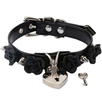 House Of Dasein Rose Locket Collar Ddlg Littles Accessories - Black & Silver
