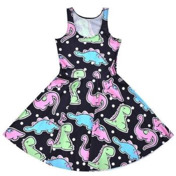 Hod Health & Home Digital Printing Dinosaur Pleated Dresses Summer Fashion Clothing - 4Xl