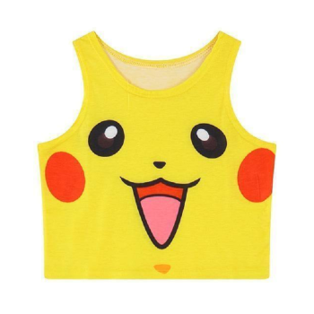Hod Health & Home Pocket Monster Crop Tops - Tan - Pikachu