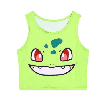 Hod Health & Home Pocket Monster Crop Tops - Tan - Bulbasaur