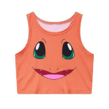 Hod Health & Home Pocket Monster Crop Tops - Tan - Charmander