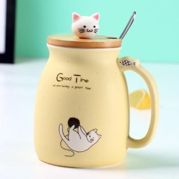 House Of Dasein Multi Purpose Kitten Mug - Yellow