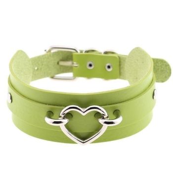 House Of Dasein Vegan Leather Heart Collar - Green