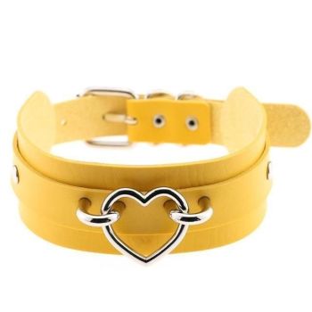House Of Dasein Vegan Leather Heart Collar - Yellow