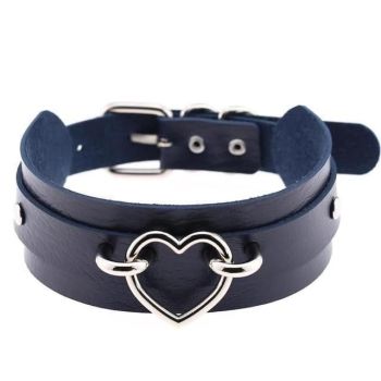 House Of Dasein Vegan Leather Heart Collar - Navy