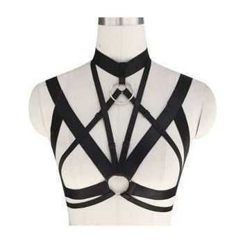 House Of Dasein Ring Harness Women Body Fetish Clothing - Silver Plated