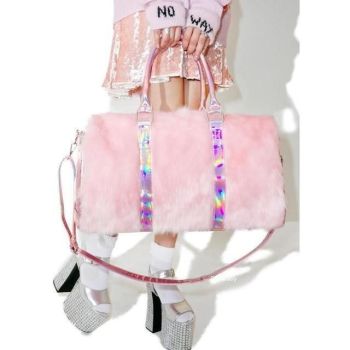 Hod Health & Home Pink Fur Duffle Bag - Pink - Pink