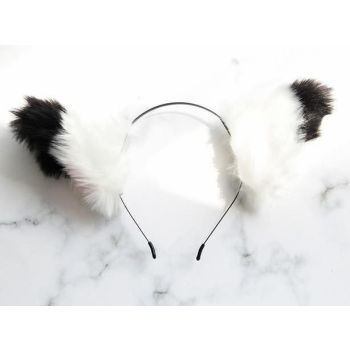 House Of Dasein Furry Fox Ears Pet Play Ddlg Littles Cosplay - White W/ Black Tips