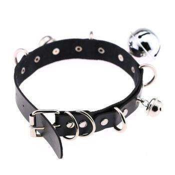 House Of Dasein Pleather Cat Bell Collar Kitten Play Leather Bondage Bdsm - Black