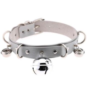 House Of Dasein Pleather Cat Bell Collar Kitten Play Leather Bondage Bdsm - White