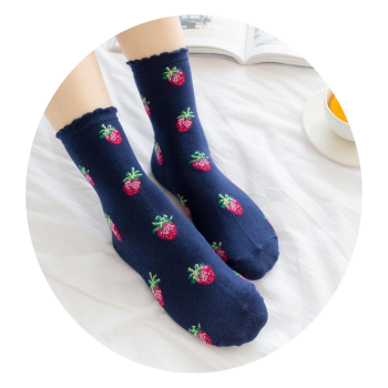 Hod Health & Home Strawberry Milk Socks - Navy Dainty Berry