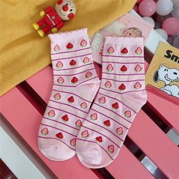 Hod Health & Home Strawberry Milk Socks - Striped Pink