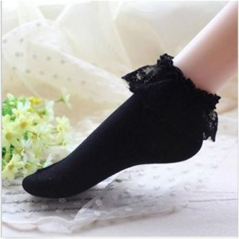 House Of Dasein Ruffled Princess Socks - Black