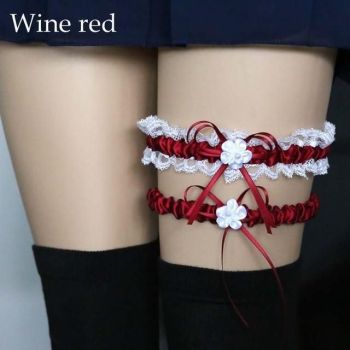 House Of Dasein Ruffled Garter Belt Set Lingerie Women - Burgundy
