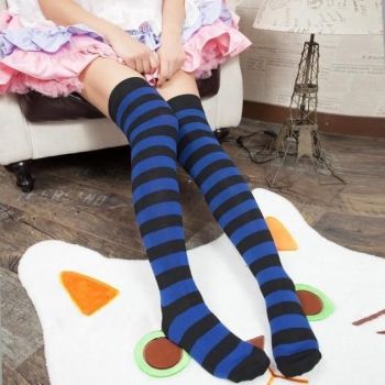 Hod Health & Home Black Blue Thigh Highs - Blue