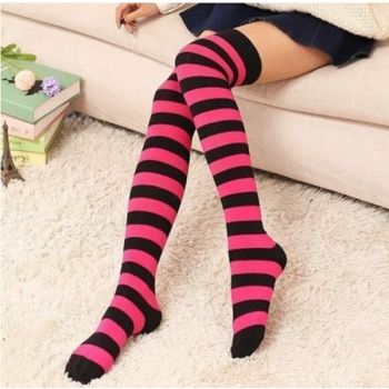 House Of Dasein Black Pink Thigh Highs - Black
