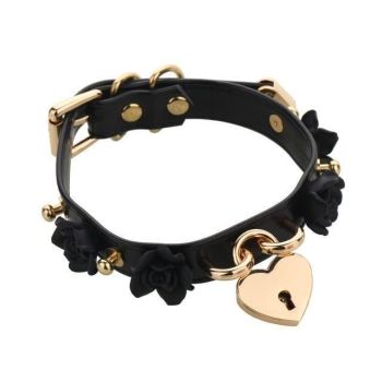Veile Studios Golden Heart Locket Collar - Black Gold