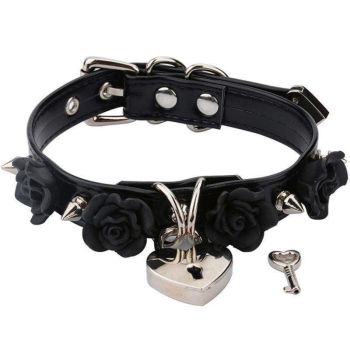 Veile Studios Golden Heart Locket Collar - Black Silver
