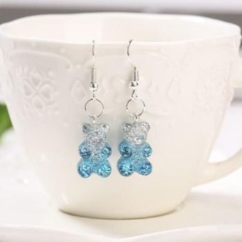 Veile Studios Gummy Bear Earrings - Blue & Silver Glitter - Dangle