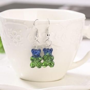 Veile Studios Gummy Bear Earrings - Green & Blue Glitter - Dangle