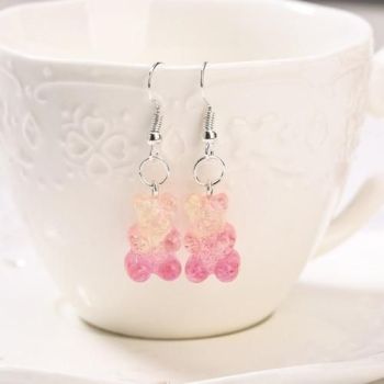 Veile Studios Gummy Bear Earrings - Pink & Yellow Glitter - Dangle