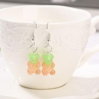 Veile Studios Gummy Bear Earrings - Orange & Green Glitter - Dangle