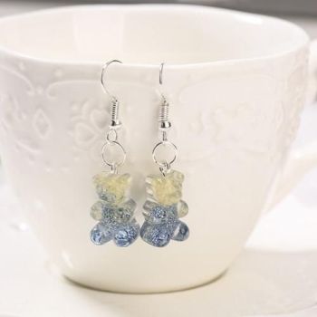 Veile Studios Gummy Bear Earrings - Blue & Yellow Glitter - Dangle