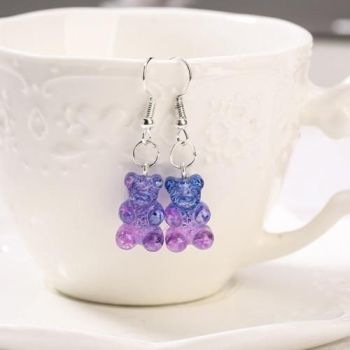 Veile Studios Gummy Bear Earrings - Purple & Dark Blue Glitter - Dangle