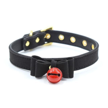 House Of Dasein Candy Bell Leash Collar Bdsm Accessories - Black Bow & Bell - Collar Only