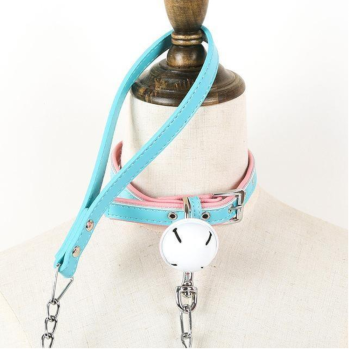 House Of Dasein Candy Bell Leash Collar Bdsm Accessories - Candy Colored - Collar With Blue Leash