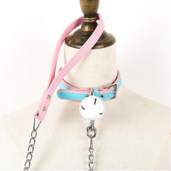 House Of Dasein Candy Bell Leash Collar Bdsm Accessories - Candy Colored - Collar With Pink Leash