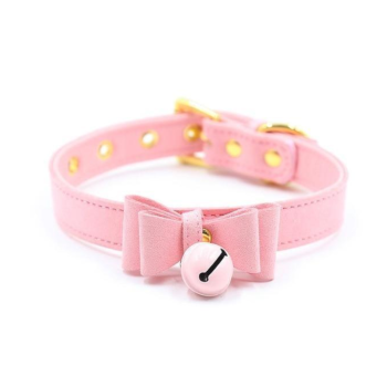 House Of Dasein Candy Bell Leash Collar Bdsm Accessories - Pink Bow & Bell - Collar Only