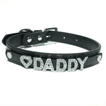 House Of Dasein Black Daddy Rhinestone Collar Ddlg Bdsm Accessories - Black