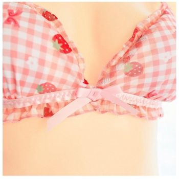 House Of Dasein Strawberry Plaid Lingerie Set