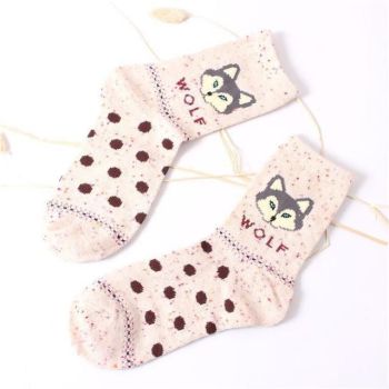 House Of Dasein Snowy Little Fox Socks - Beige Wolf