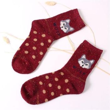 House Of Dasein Snowy Little Fox Socks - Red Wolf